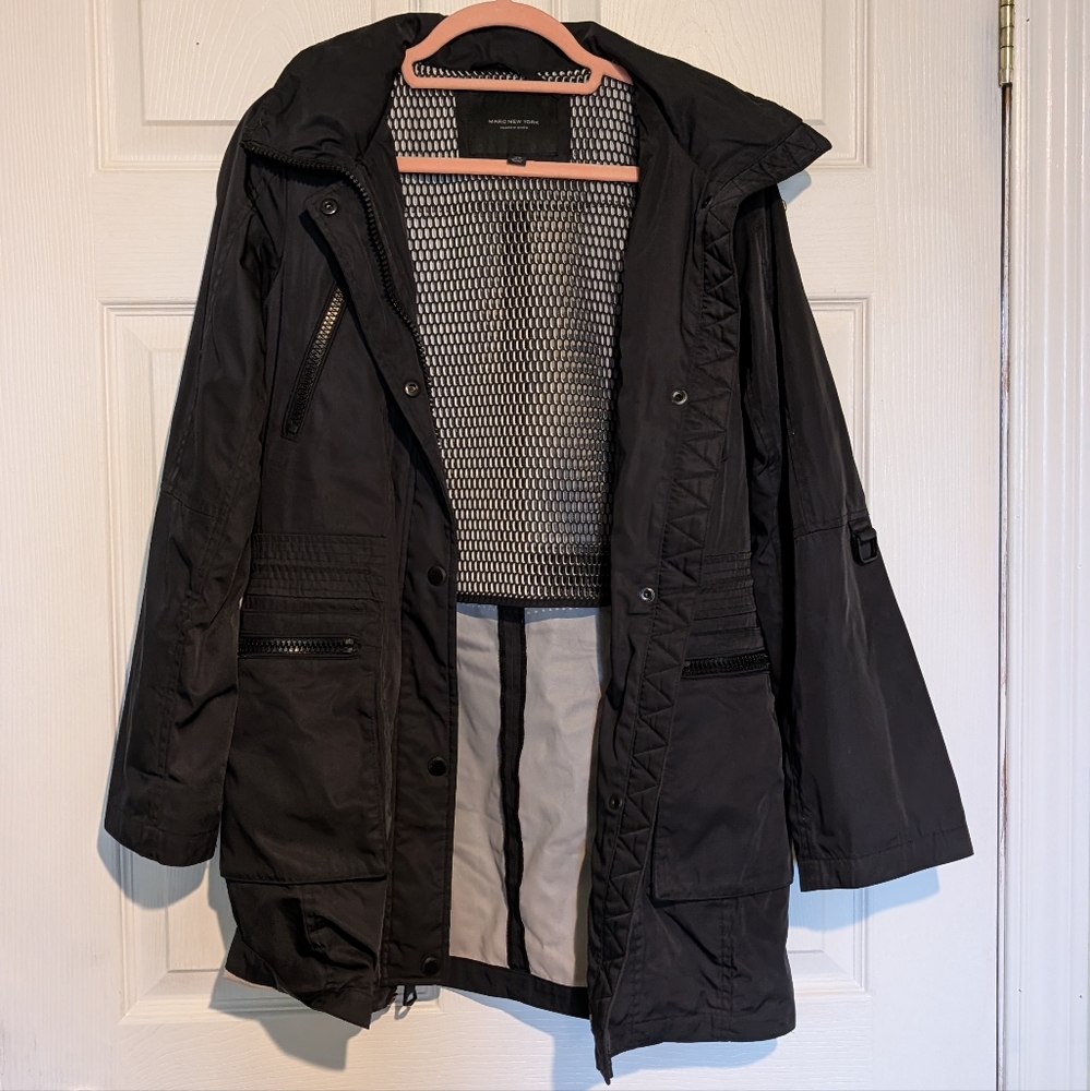Black utility rain jacket